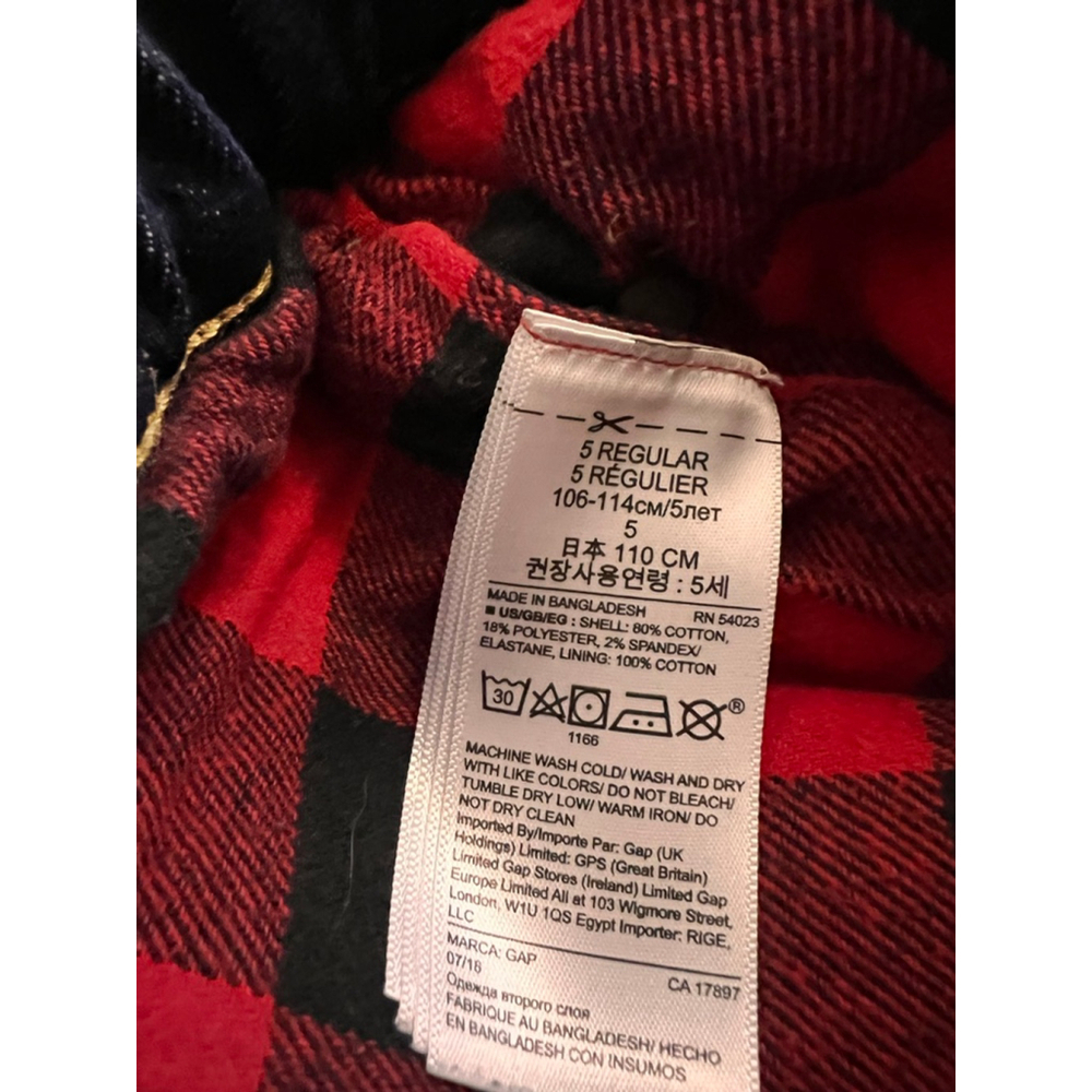 Kids Gap Denim Jeans with Red Plaid Lining Size 5 - Picture 7 of 10